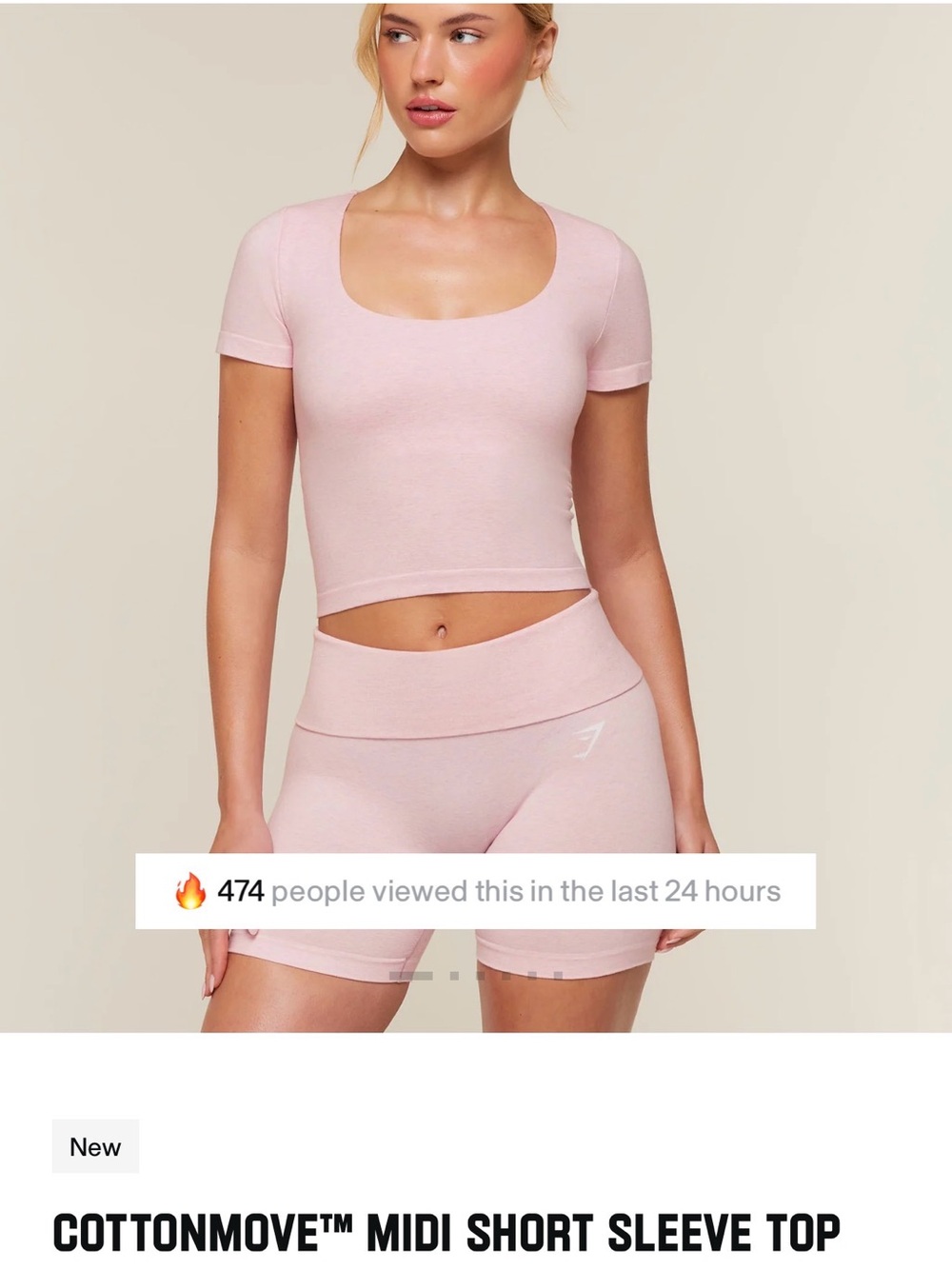 New Collection Gymshark Pink Square‑Neck Crop Top